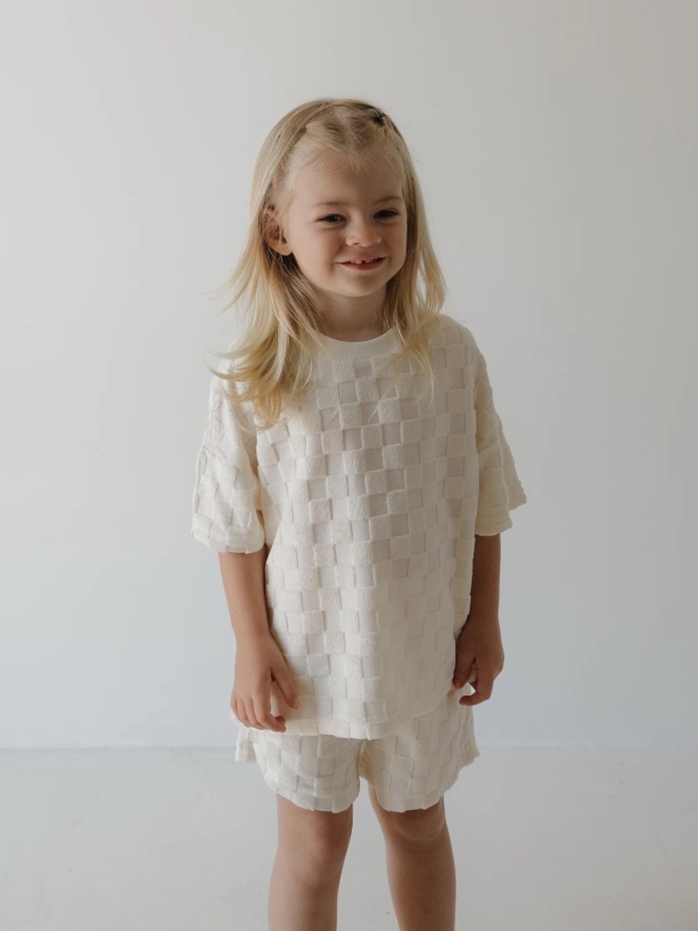 Sandy Checkered Terry Slouch Set